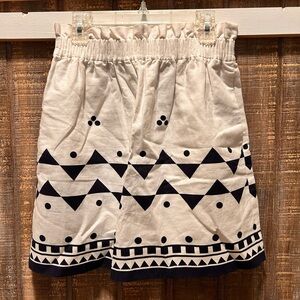 J. Crew Patterned Navy and White Skirt